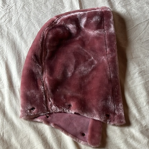 Vintage Gloria Vanderbilt plush faux suede coat hooded rose large - Picture 8 of 13